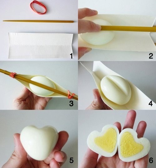 Boiled egg hearts